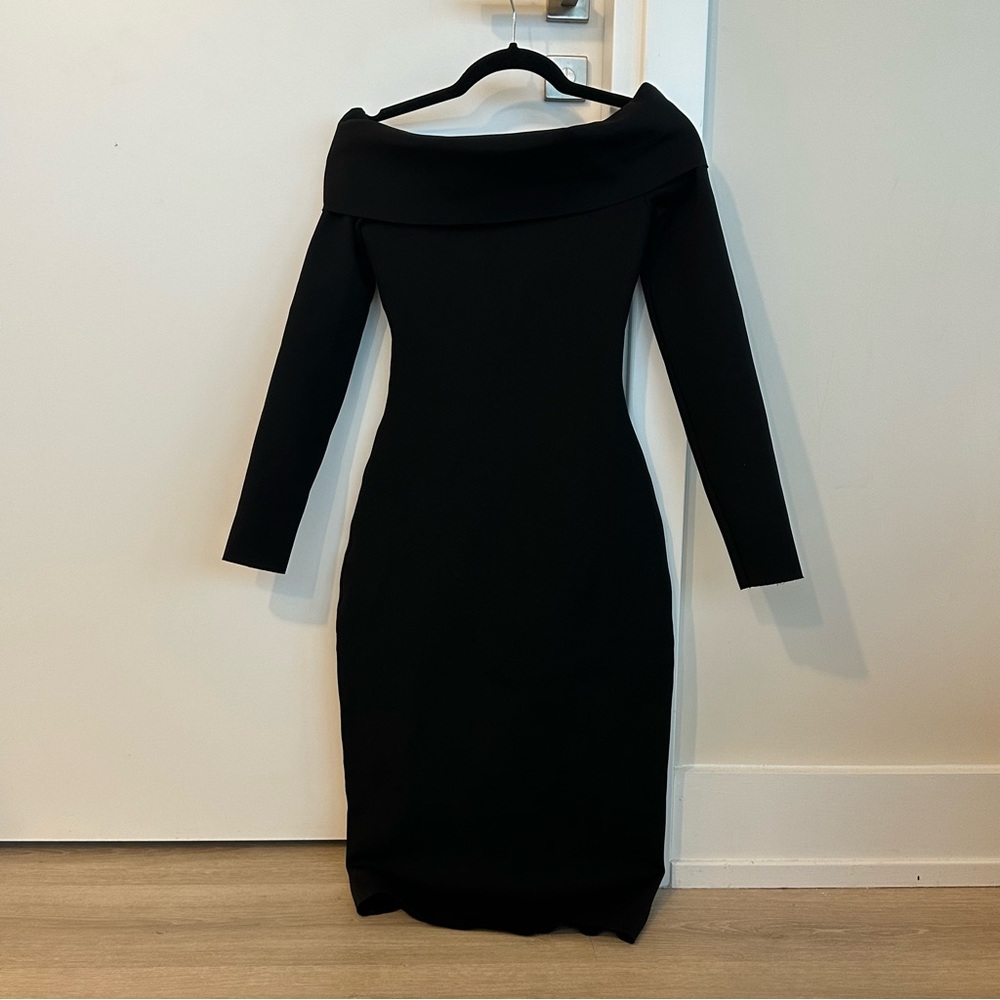 THE ROW mid-length off the shoulder body con dress